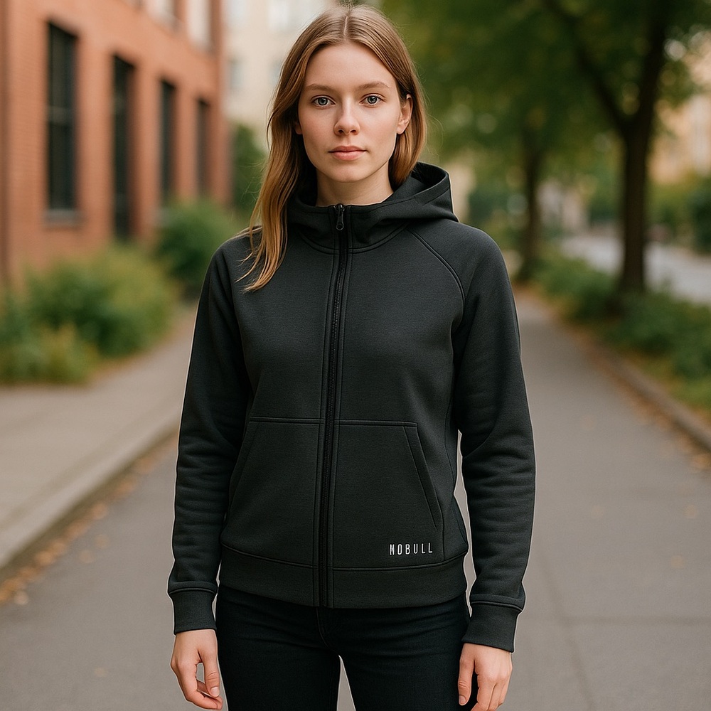 NOBULL Black/Dark Grey Fitted Zippered Hoodie Sweatshirt